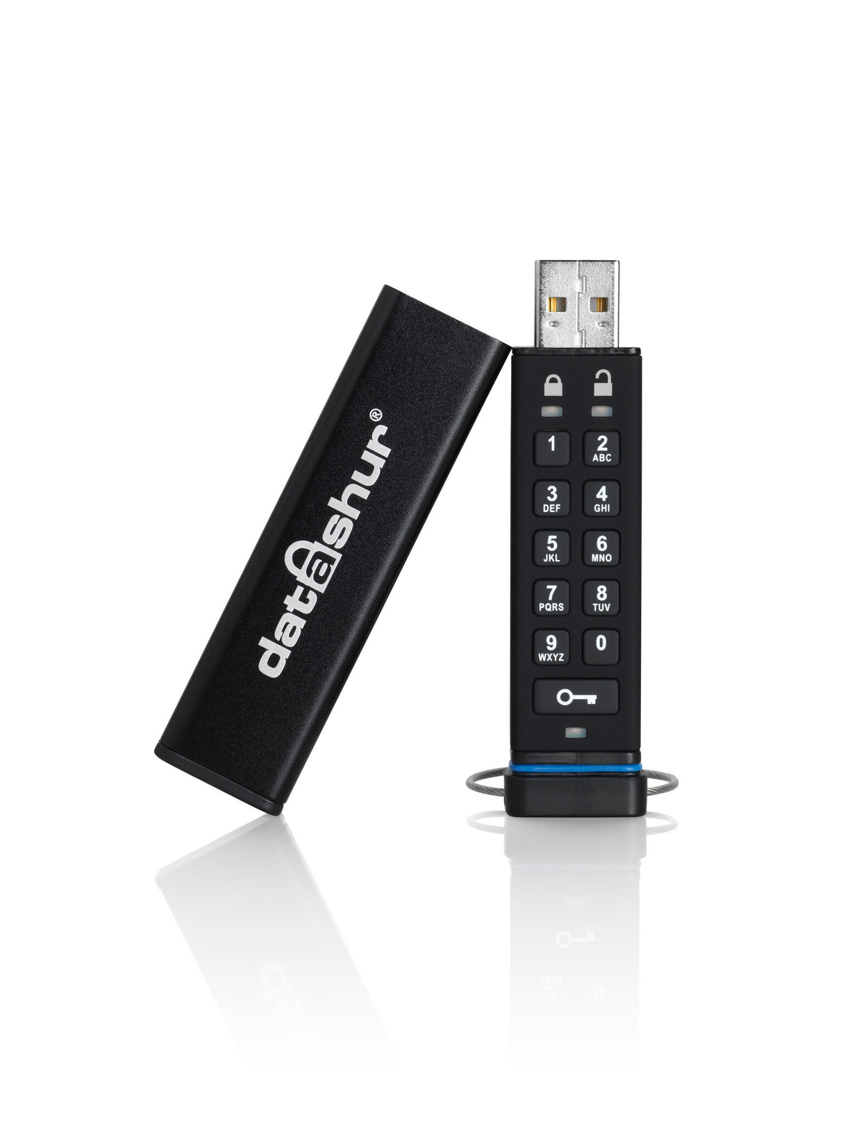 iStorage datAshur 256-bit 8GB USB 2.0 secure encrypted flash drive IS-FL-DA-256-8