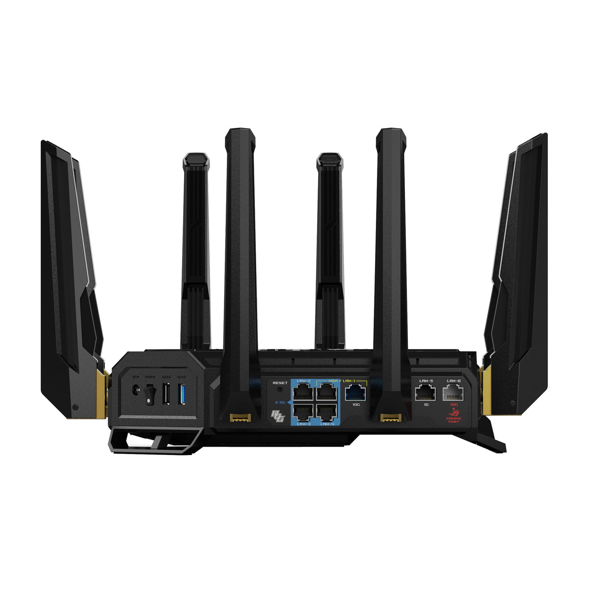 ASUS ROG Rapture GT-BE98 wireless router 10 Gigabit Ethernet Quad-band (2.4 GHz / 5 GHz-1 / 5 GHz-2 / 6 GHz) Black