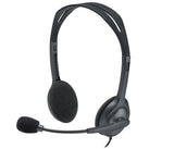 Casque filaire Logitech H111, son stéréo, prise audio 3,5 mm, microphone antibruit, noir