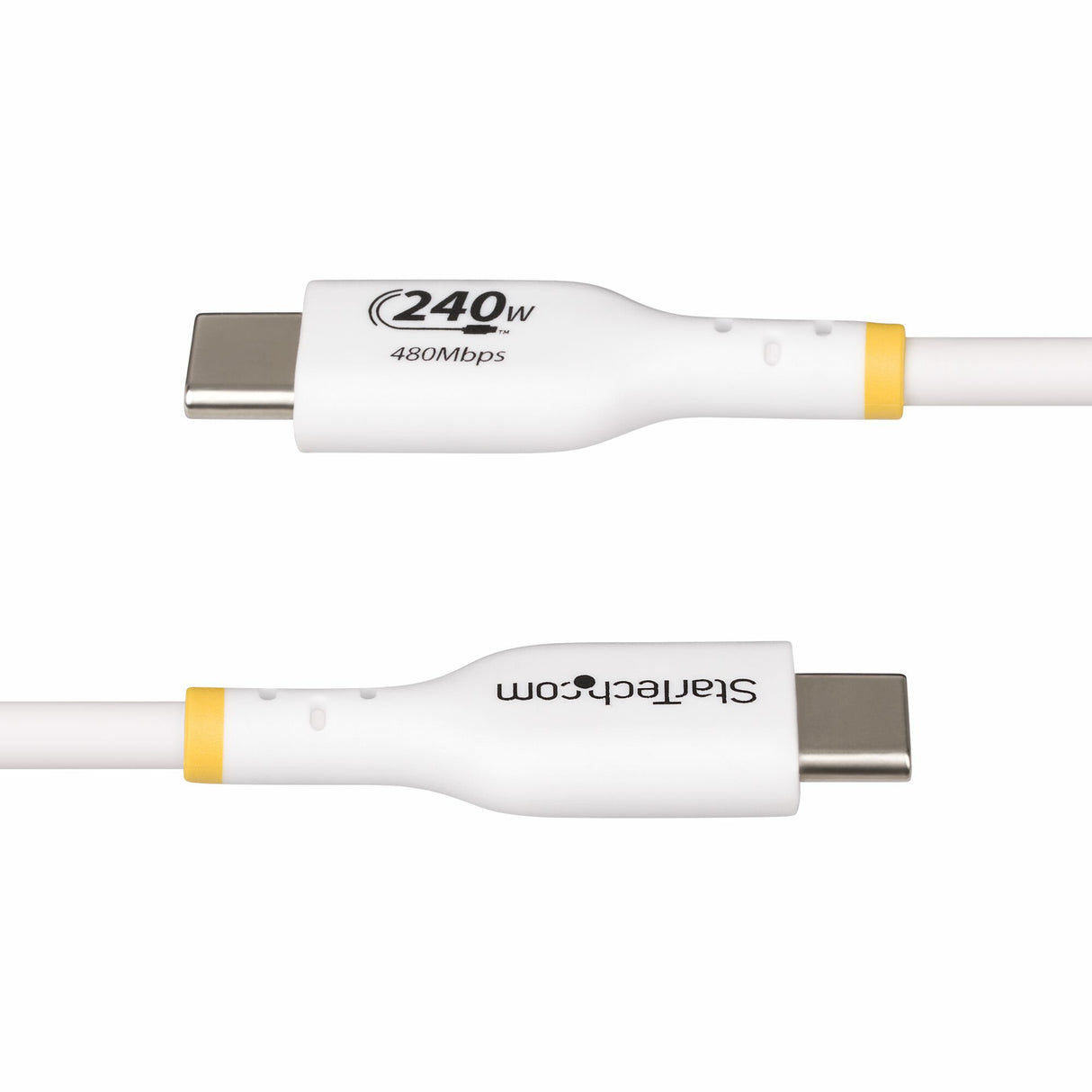 StarTech.com 2m White USB-C Charging Cable, USB-IF Certified USB C Cable, 240W PD EPR, USB 2.0 Type-C Laptop Charger Cord, USB-C Data Transfer Cable, TPE Jacket