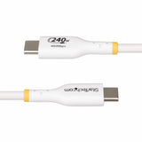 StarTech.com 2m White USB-C Charging Cable, USB-IF Certified USB C Cable, 240W PD EPR, USB 2.0 Type-C Laptop Charger Cord, USB-C Data Transfer Cable, TPE Jacket
