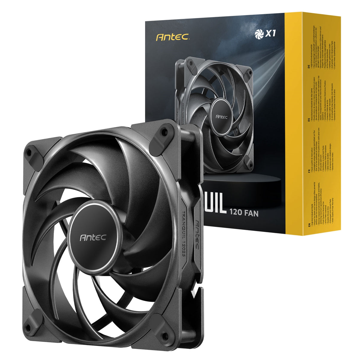 Antec Tranquil 120 PWM Case Fan - Fluid Dynamic Bearing, 400-2000 RPM, Black