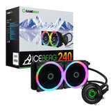 GameMax Iceburg 240mm ARGB Liquid AIO CPU Cooler with Double 120mm Fans, PWM Control, and RGB Lighting - Compatible with Intel and AMD