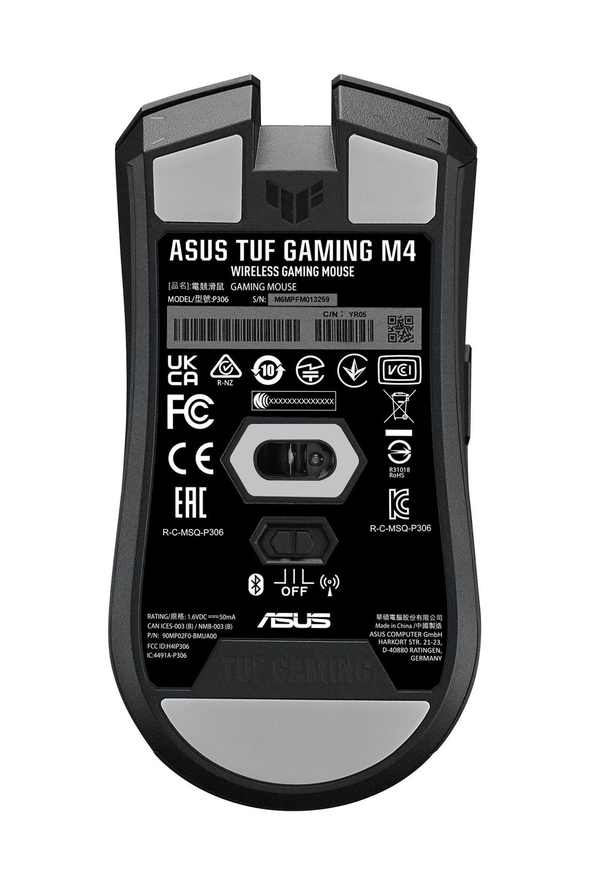 ASUS TUF Gaming M4 Wireless mouse Right-hand RF Wireless + Bluetooth Optical 12000 DPI