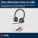 POLY Blackwire 8225 Stereo Microsoft Teams Certified USB-C Headset +USB-C/A Adapter