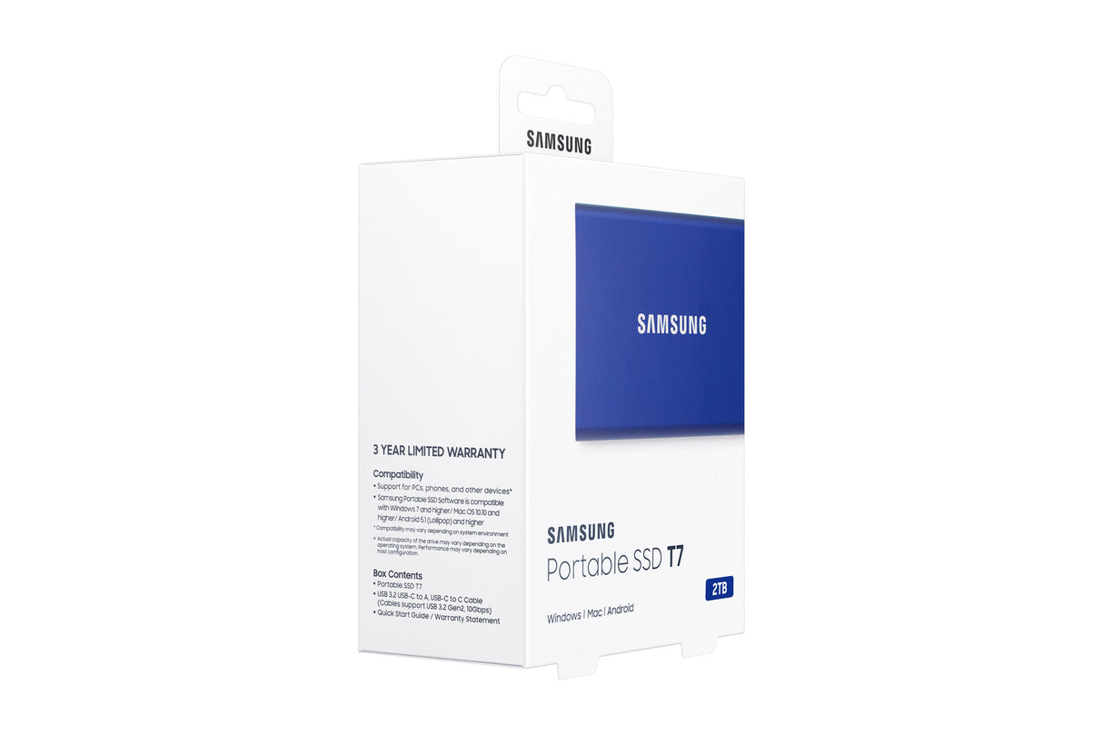 Samsung Portable SSD T7 2 TB USB Type-C 3.2 Gen 2 (3.1 Gen 2) Blue