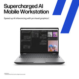 HP ZBook Fury G1i Data Science Intel Core Ultra 9 285HX Mobile workstation 40.6 cm (16") WUXGA 32 GB DDR5-SDRAM 1 TB SSD NVIDIA RTX PRO 2000 Blackwell Wi-Fi 7 (802.11be) Windows 11 Pro AI PC, AI Workstation Silver