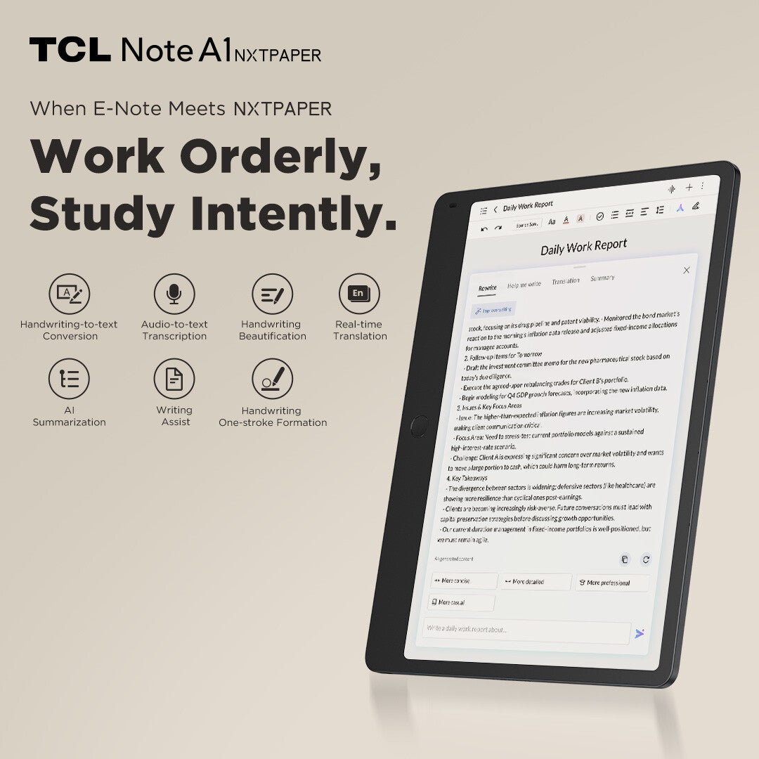TCL NXTPAPER Note A1 Mediatek 256 GB 29.2 cm (11.5") 8 GB Wi-Fi 5 (802.11ac) Android 16 Grey