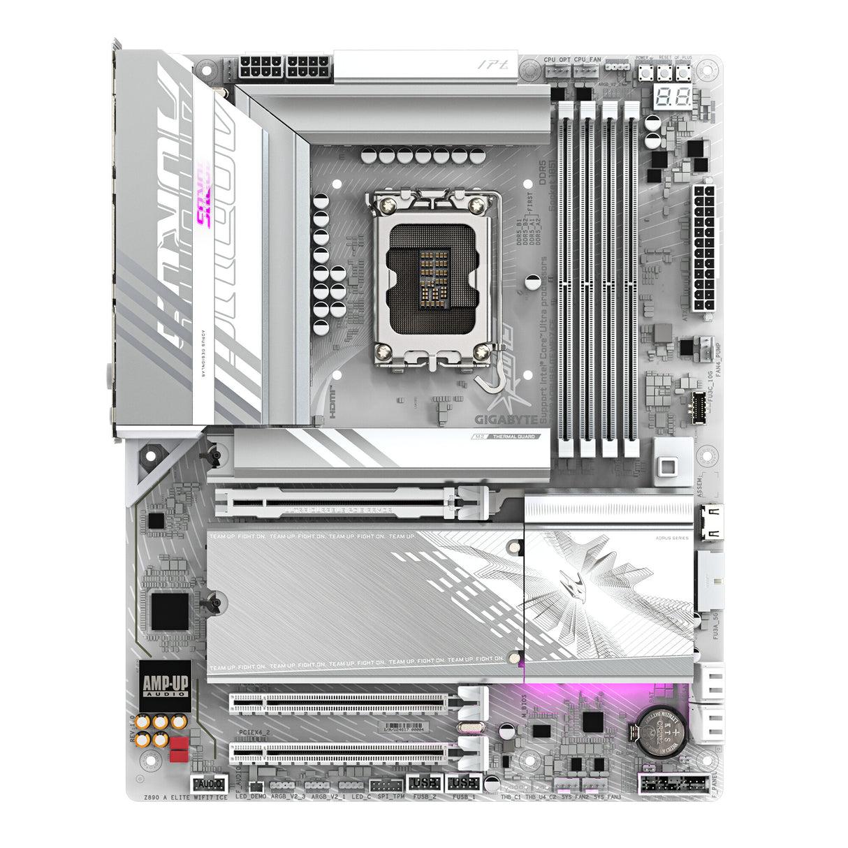 GIGABYTE Z890 AORUS ELITE WIFI7 ICE Motherboard - Supports Intel Core Ultra (Series 2) CPUs, 16+1+2 phases VRM, up to 8800MHz DDR5 (OC), 1xPCIe 5.0 + 3xPCIe 4.0, Wi-Fi 7, 2.5GbE LAN, Thunderbolt 4