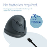 R-Go Tools Vertical mouse R-Go HE Basic, ergonomic mouse, medium (hand size ≥ 185 mm), right-handed, Bluetooth, grey