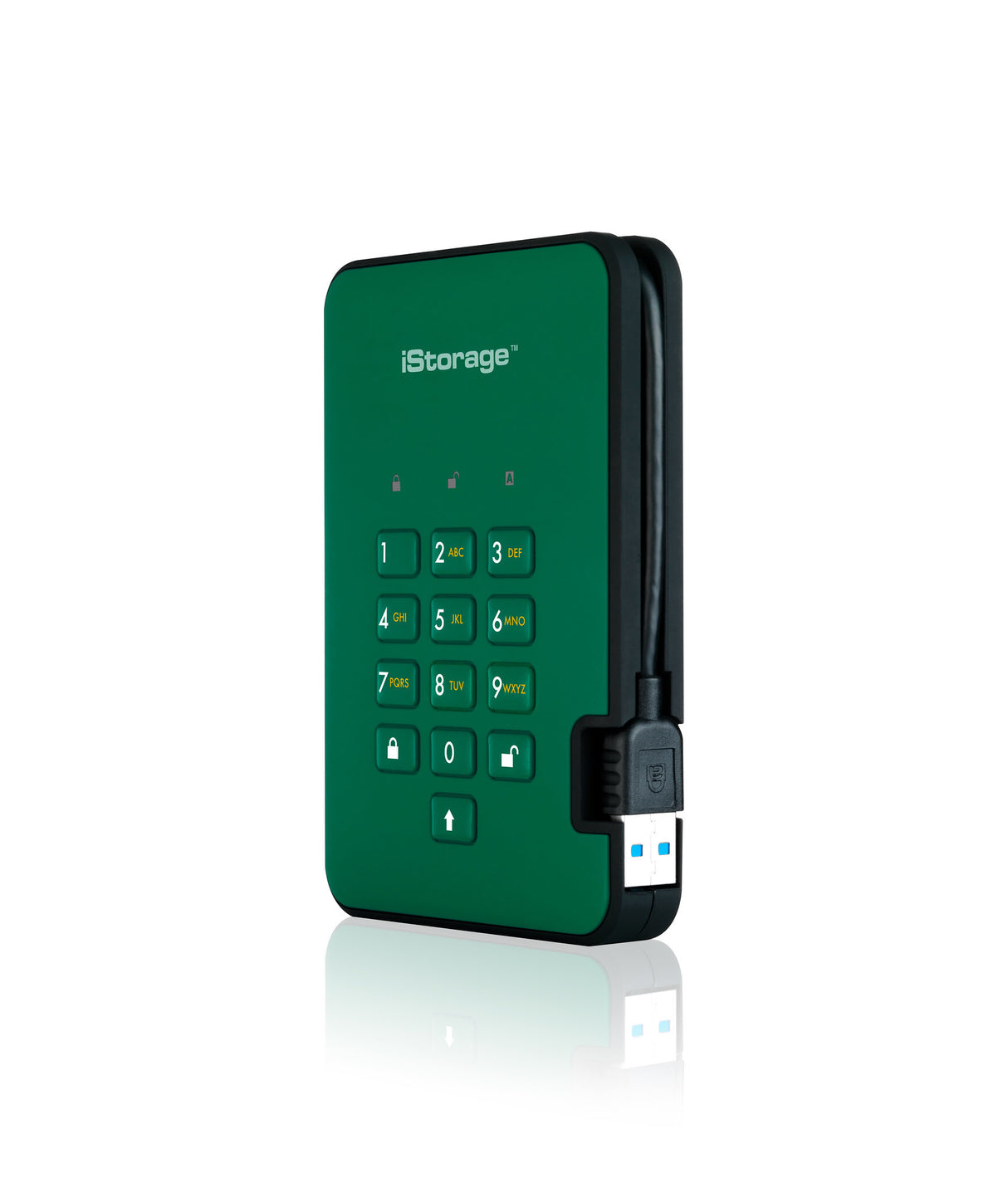 iStorage diskAshur2 256-bit 1TB USB 3.2 secure encrypted hard drive - Green IS-DA2-256-1000-GN