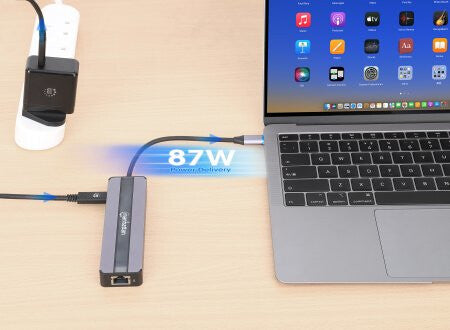 Manhattan USB-C Dock/Hub with Card Reader, Ports (x5): Ethernet, HDMI, USB-A (x2) and USB-C, With Power Delivery (87W) to USB-C Port (Note add USB-C wall charger and USB-C cable needed), All Ports can be used at the same time, Universal for all devices,