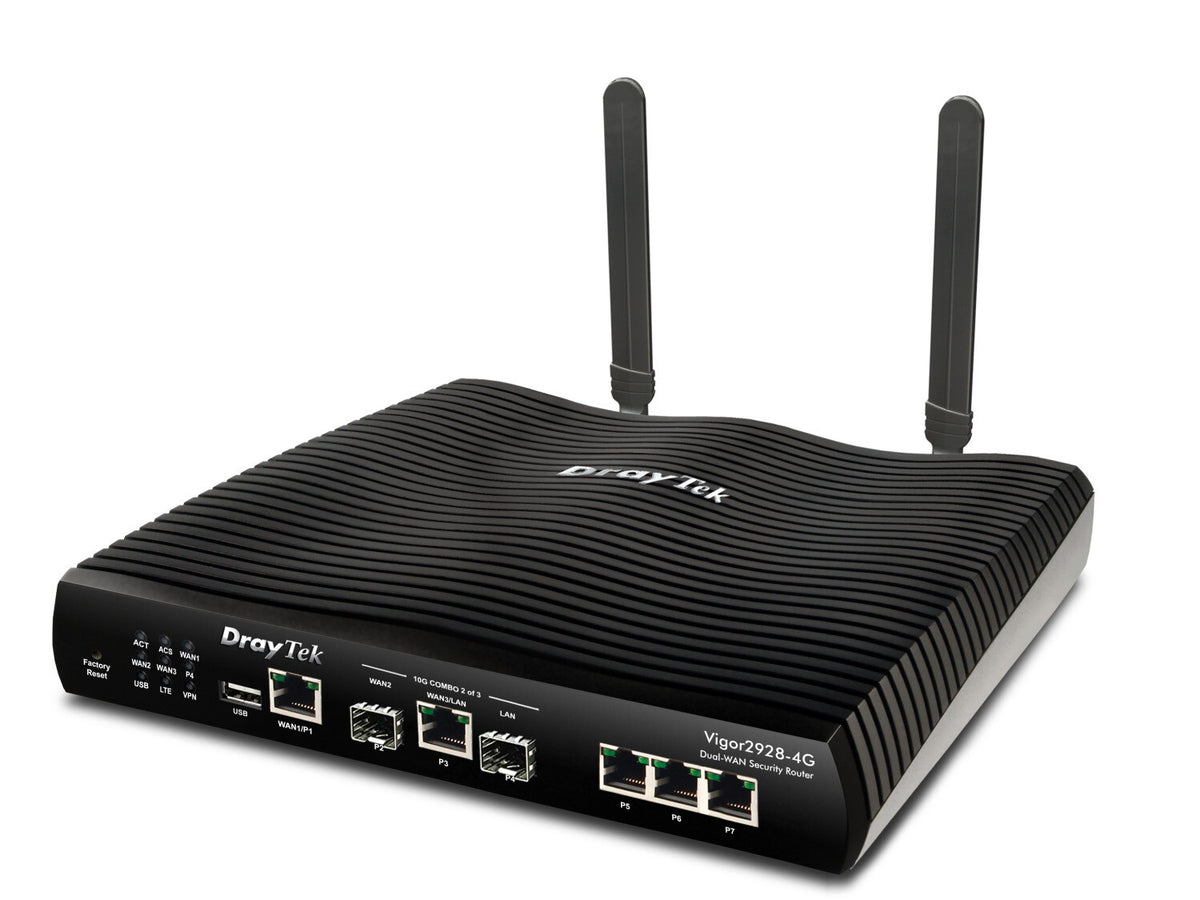 DrayTek Vigor 2928-4G High-Performance Multi-Gigabit Multi-WAN Fibre Firewall VPN Router with Integrated 4G/LTE Modem