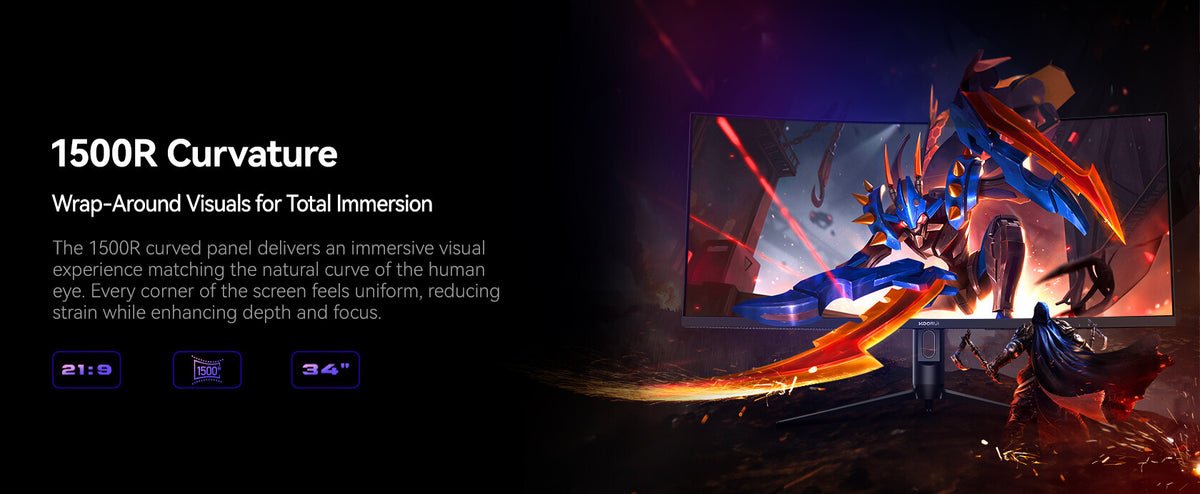 Koorui G3441XC computer monitor 86.4 cm (34") 3440 x 1440 pixels UltraWide Quad HD Black