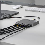 StarTech.com USB-C to Quad-Monitor Workstation Adapter, 4K 60Hz HDMI, 140W PD Passthrough for Laptop Charging, USB Port for Wireless Keyboard / Mouse, TAA