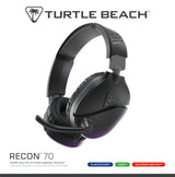 Turtle Beach Recon 70 Black Wired Multiplatform Gaming Headset for PS5, PS4, Xbox Series X or S, Xbox One and Mobile with 3.5mm Wired Connection, Flip-to-Mute Mic, 40mm Speakers, Lightweight Design