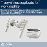 POLY Voyager Free 60+ UC White Sand Earbuds +BT700 USB-A Adapter +Touchscreen Charge Case