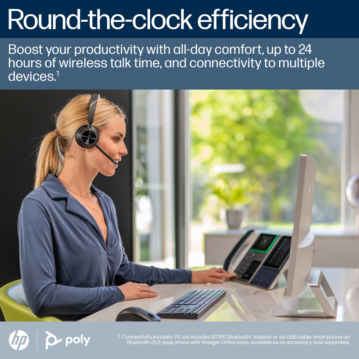 POLY Voyager 4320-M Microsoft Teams Certified Headset +BT700 dongle +Charging Stand