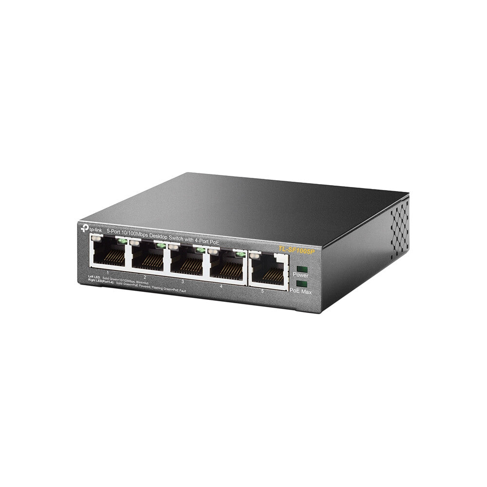 TP-LINK (TL-SF1005P) Switch de bureau non géré 10/100 à 5 ports, 4 ports PoE, boîtier en acier