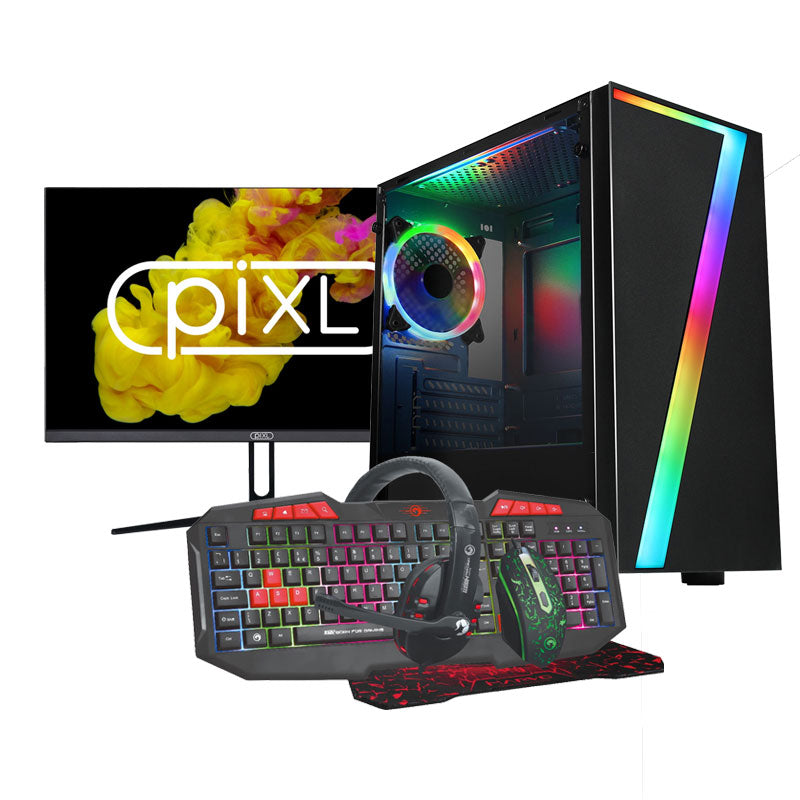 DCG Alpha - Ryzen 5 5600G, 16GB DDR4, Vega 7 Graphics, 500GB SSD, 24" Monitor Gaming PC Bundle