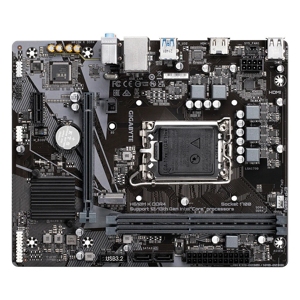 Gigabyte H610M K DDR4 Motherboard - Supports Intel Core