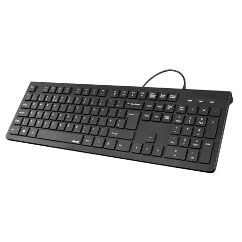 Hama KC-200 Multimedia Keyboard USB Flat Keys Splash Proof