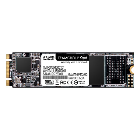 Team MS30 (TM8PS7256G0C101) 256GB, M.2 Sata Interface, PCIe Gen3, Read 550MB/s, Write 470MB/s, 3 Year Warranty