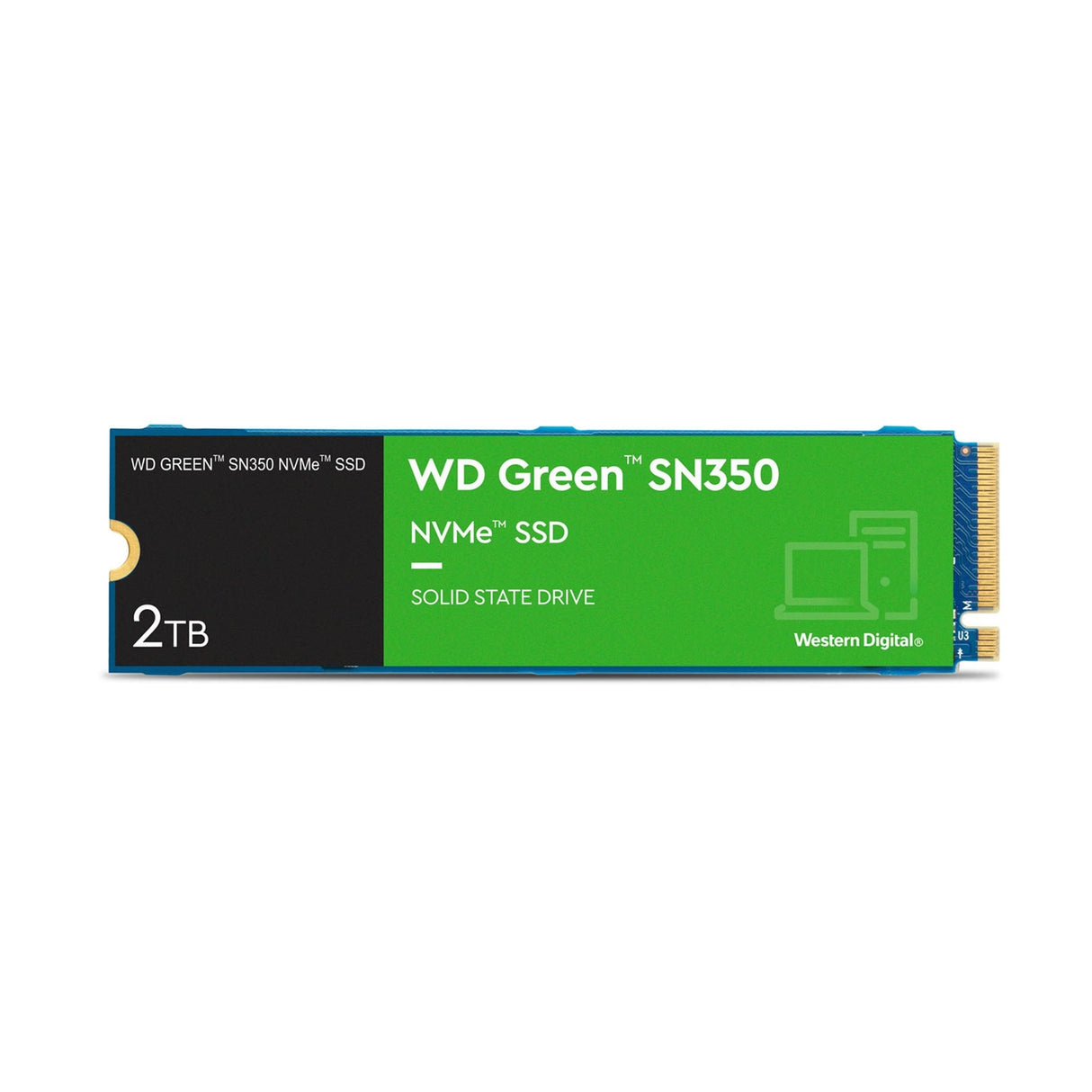 WD Green SN350 (WDS200T3G0C) 2TB NVMe SSD, M.2 Interface, PCIe Gen3, 2280, Read 3200MB/s, Write 3200MB/s, 3 Year Warranty