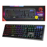 Marvo Scorpion KG909-UK Teclado mecánico para juegos de tamaño completo, con interruptores mecánicos azules, retroiluminación RGB con LED individual para cada tecla, 104 teclas, anti-ghosting