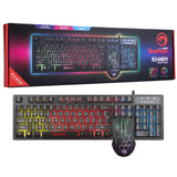 Marvo Scorpion KM409 Paquete de teclado y mouse para juegos, retroiluminación LED de 7 colores, USB 2.0, diseño compacto, con teclas multimedia y anti-fantasma, mouse con sensor óptico ajustable de 800-2400 ppp