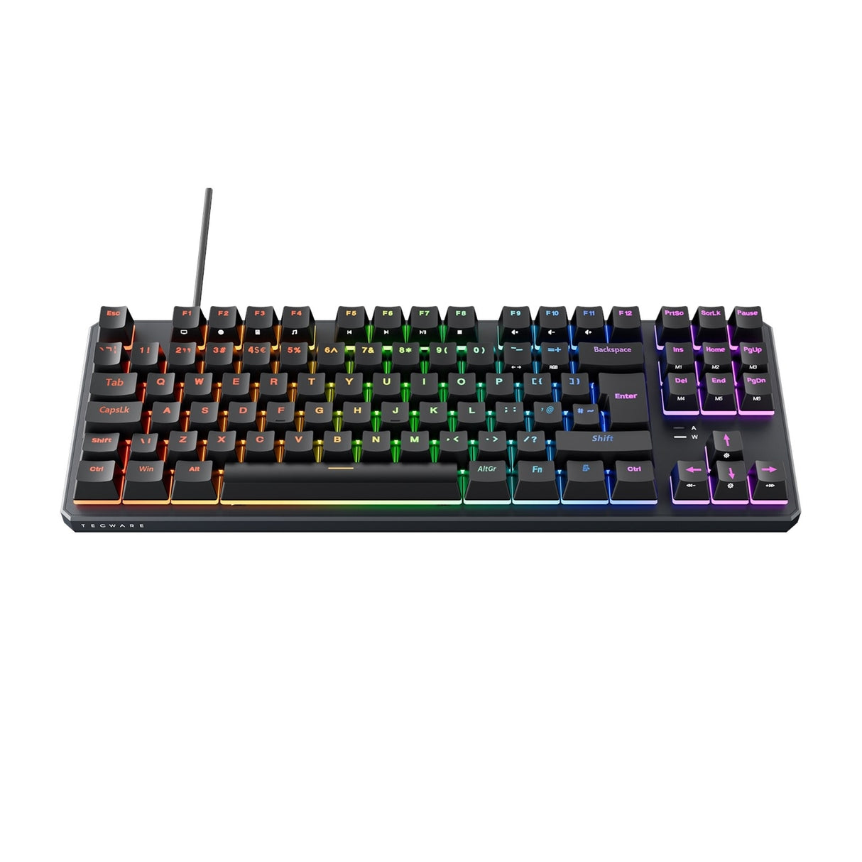 Tecware Phantom+ 80% TKL RGB Mechanical Gaming Keyboard with Wraith Brown Switches Black