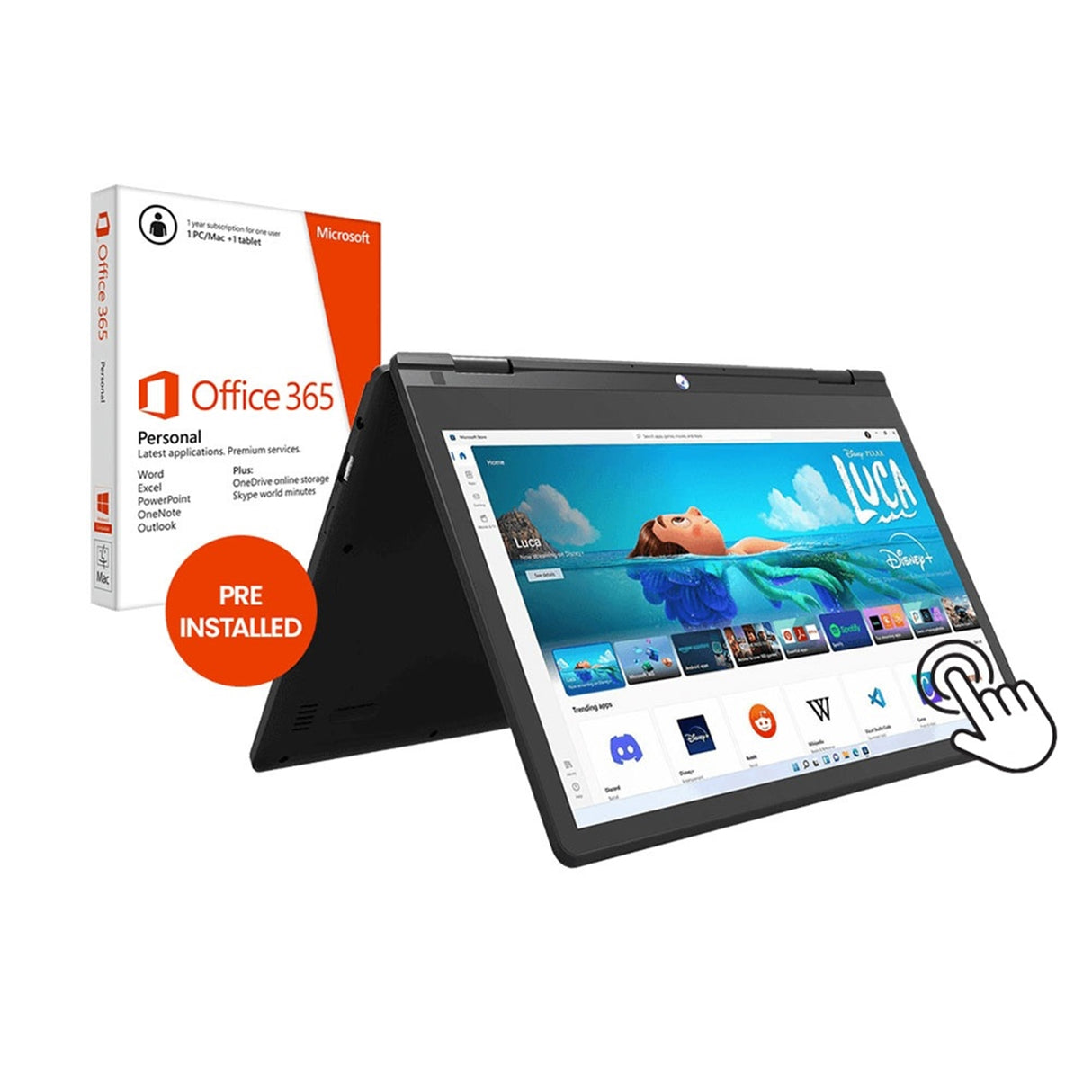 Geo GeoFlex 2-in-1 Touchscreen Laptop, 11.6 Inch, Intel Celeron N4020 Processor, 4GB RAM, 64GB SSD, Windows 11 Home S with 1 Year Pre Installed Office 365 Personal