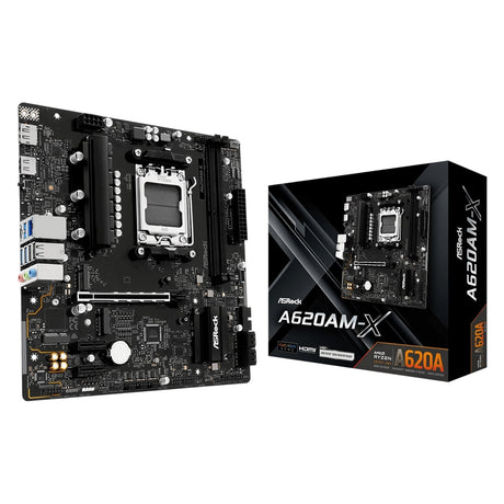 ASRock A620AM-X AMD Socket AM5 Motherboard, 2x DDR5 Slots, 2x M.2 Socket, 2.5GbE LAN, 1x HDMI Port / 1x Display Port