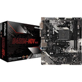 ASRock B450M-HDV R4.0 Super Alloy AMD AM4 Socket Motherboard, Micro-ATX, 2x DDR4 Slots, 1x M.2 Socket, GbE LAN, 1x D-Sub / 1x DVI-D / 1x HDMI Port