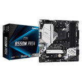 ASRock B550M Pro4 AMD AM4 Socket Motherboard, Micro-ATX, 4x DDR4 Slots, 2x M.2 Sockets, GbE LAN, 1x D-Sub / 1x DisplayPort / 1x HDMI Port