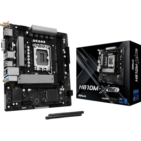 ASRock H810M-X WIFI Intel Socket 1851 Motherboard, 2x DDR5 DIMM Slots, 1x M.2 Socket, 2.5G LAN, WiFi 5, 1x HDMI Port / 1x DisplayPort