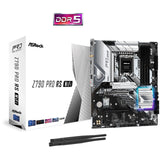 ASRock Z790 Pro RS WiFi Intel 1700 Socket Motherboard, ATX, 4x DDR5 Slots, 5x M.2 Sockets, 2x USB-C Port, Fitted I/O Shield, 2.5GbE LAN, Wi-Fi 6E, 1x DisplayPort / 1x HDMI Port