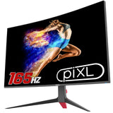 piXL CM32GF5 Monitor curvo para juegos de 32 pulgadas, 144 Hz/165 Hz, tiempo de respuesta de 5 ms, sin marco, Freesync, G-Sync, 1920 x 1080 Full HD, DisplayPort, HDMI, montaje VESA, acabado negro