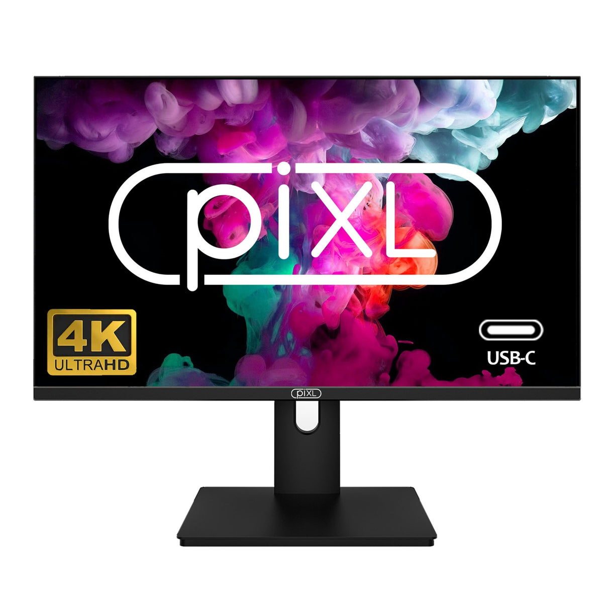 piXL PX27UDH4K Moniteur IPS sans cadre 27 pouces, 4K, écran large LED, temps de réponse 5 ms, rafraîchissement 60 Hz, HDMI, port d'affichage, 2 x USB-A+, USB-B+, USB-C 16,7 millions de couleurs, support VESA, finition noire