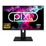 piXL PX27UDH4K Moniteur IPS sans cadre 27 pouces, 4K, écran large LED, temps de réponse 5 ms, rafraîchissement 60 Hz, HDMI, port d'affichage, 2 x USB-A+, USB-B+, USB-C 16,7 millions de couleurs, support VESA, finition noire