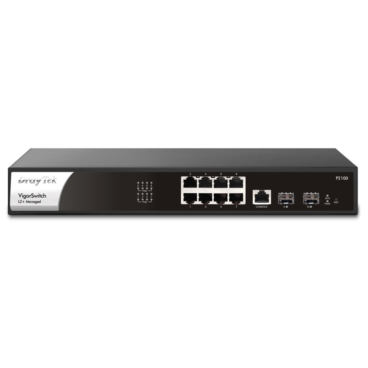 DrayTek VSP2100-K VigorSwitch P2100 8 Port Gigabit POE Layer 2+ Managed Switch with 2 SFP Uplink Ports