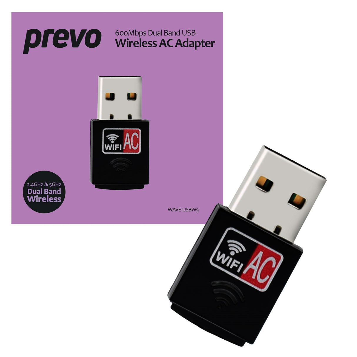 Prevo USBW5 600Mbps Dual Band USB Wireless AC Network Adapter