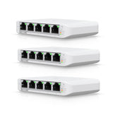 Ubiquiti USW-FLEX-MINI-3 UniFi USW Flex Mini 5 Port Smart Managed POE/USB C Powered Gigabit Network Switch (Triple Pack, No PSU)