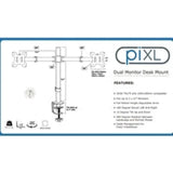 piXL Double Monitor Arm For Upto 2x 27 inch Monitors Desk