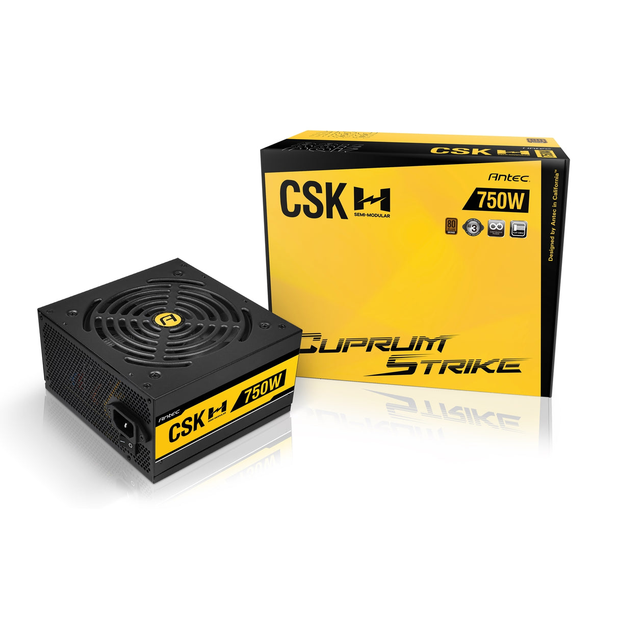 ANTEC Cuprum Strike CSK750H 750W PSU, 120mm Silent Fan, 80 PLUS Bronze, Semi Modular, UK Plug, Flat Black Cables, CircuitShield Industrial-Grade Protections