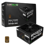 Fuente de alimentación GameMax RPG Rampage de 800 W, cableado completo, ventilador silencioso, 80+ bronce, cables planos negros, cable de alimentación no incluido