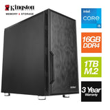 Intel i5 12400 6 Core 12 Thread 2.50GHz (4.40GHz Boost), 16GB Kingston RAM, 1TB Kingston NVMe M.2, WiFi 6 + BT 5.2 - Antec VSK Chassis - Pre-Built PC