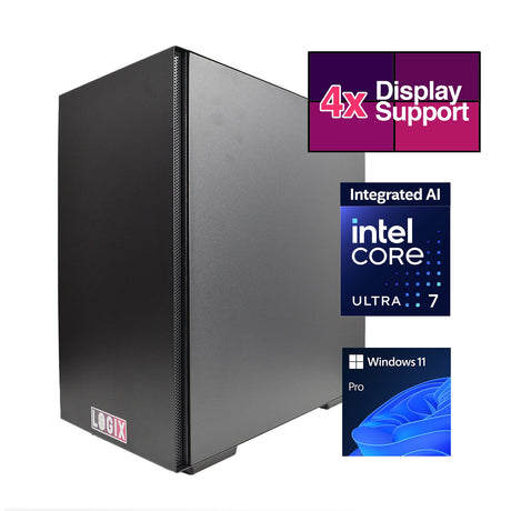 LOGIX Intel Core Ultra 7 AI Powered 20 Core, 3.90GHz (5.50GHz Boost) NPU with 13 TOPS, 32GB Kingston DDR5 Memory, 1TB Kingston NVMe, Gigabyte RTX 4060 8GB 4xMonitor, 2 x 2.5GB LAN, Windows 11 Pro