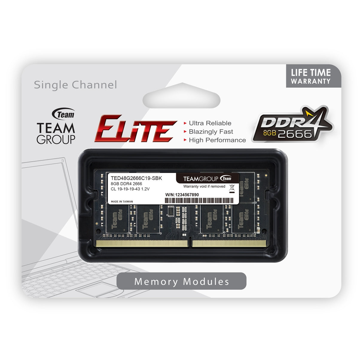 Team Elite Memoria del sistema SODIMM DDR4 de 8 GB sin disipador térmico (1 x 8 GB)