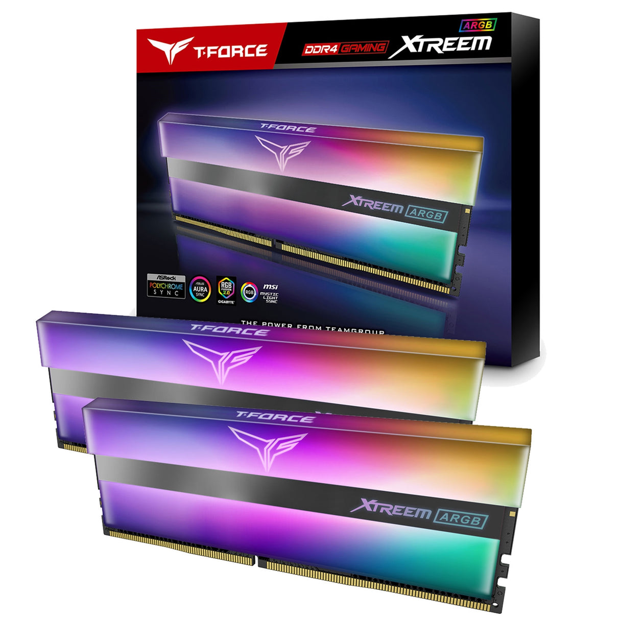 Team T-Force XTREEM ARGB Dissipateur thermique noir 16 Go avec LED ARGB (2 x 8 Go) Mémoire système DDR4 3200 MHz DIMM